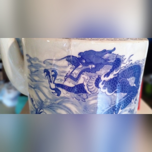 Large Vintage Blue and White Chinese Wedding Teapot - Picture 2 of 7